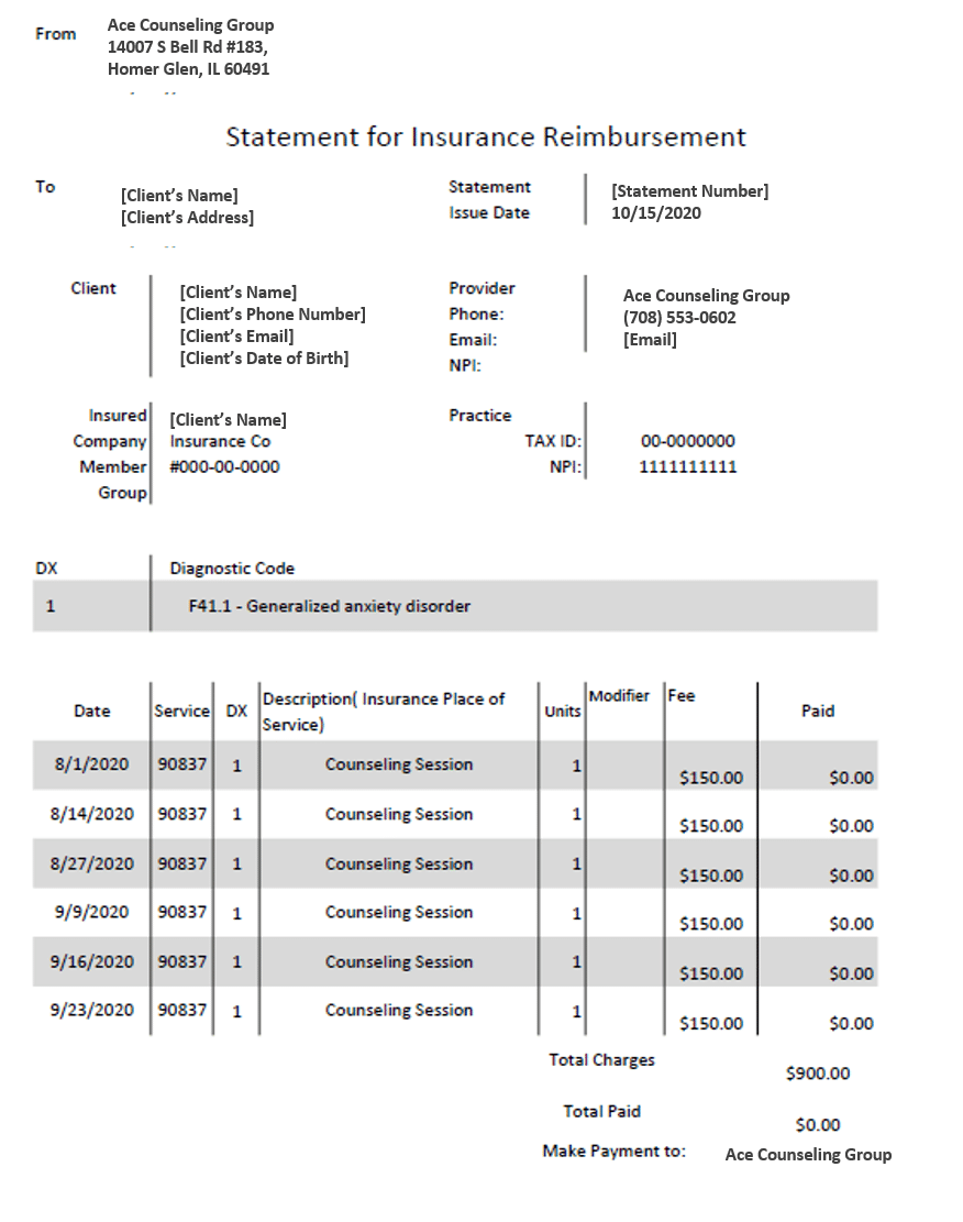 Understanding invoices, statements, and superbills